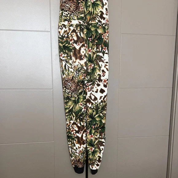 bebe Green Leopard Tropical Print Jumpsuit - Picture 7 of 11